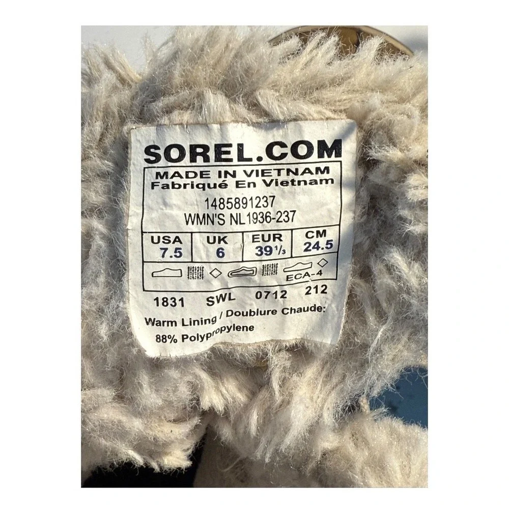 Sorel Winter Fancy Camp Waterproof Plaid Faux‎ Fur Boots Blue Brown 7.5